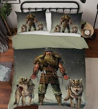 3D Snow Mountain Viking Wolf N256 Bed Pillowcases Quilt Cover Duvet Vincent Amy