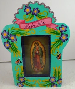 Tin Nicho MADRE MIA Guadalupe folk art 7.25x5.75 inches hand-painted Mexico NEW - Picture 1 of 6