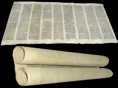 LARGE RARE ANCIENT TORAH BIBLE MANUSCRIPT 400 YEARS Ashkenaz Kabbalistic script  - Image 1 of 4