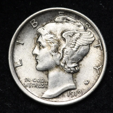 1919 Mercury Silver Dime CHOICE UNC *UNCIRCULATED* MS E193 WNH Cover