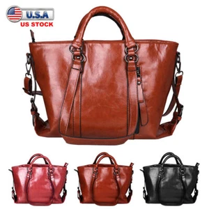 Women Large PU Leather Tote Bag Commute Handbag Shoulder Satchel Bag Elegant - Picture 1 of 29