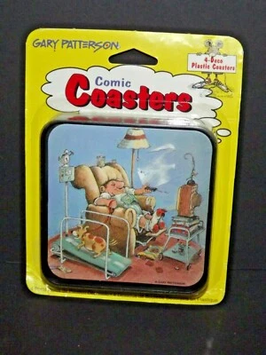 Paquete de 4 posavasos de plástico decorativos para mesa de cómics Gary Patterson TV Watcher (r) Foto 1 de 2