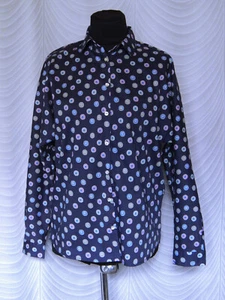 🔻 Emily Van Den Berg Blue circles print Shirt blouse Size 36 - Picture 1 of 9