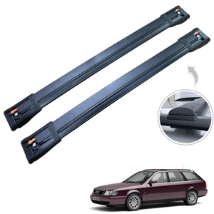 Fit Audi A6 C4 Avant 1994-1997 Roof Rack Cross Bars Black Alu Pair - Picture 1 of 17