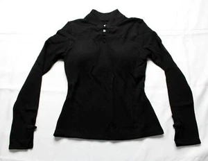 OGL Womens Heavy Thermal Mandarin Collar Frog Button Brami Top EJ2 Black Medium - Picture 1 of 3