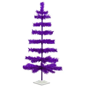 48'' Shiny Purple Christmas Feather Tinsel Tree Tabletop Holiday Tree 4FT Tall - Picture 1 of 5