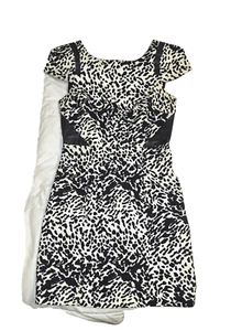 Tibi Animal Print Kleid Leder Akzente schwarz weiß Größe 0 - Bild 1 von 5
