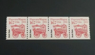 Missing Perfs - Scott #2261 Popcorn Wagon (16.7c) Coil Strip Of 4 Stamps - MNH - Image 1 of 3