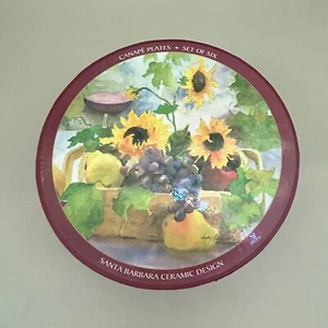 Juego de 6 platos de canapé de diseño cerámico de Santa Bárbara Judy Buswell de porcelana fina - Imagen 1 de 9