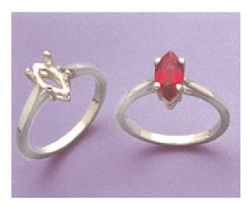 (10x5-20x10mm) Alambre Marquesa Plata Esterlina Anillo Pre-Muescado Ajuste Tamaño 5-9 Foto 1 de 1