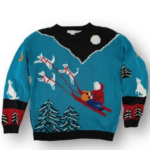 Erbstücke handgestrickter Hundeschlitten Pullover Arctic Scene Ramie Baumwolle Gr. L - Bild 1 von 8