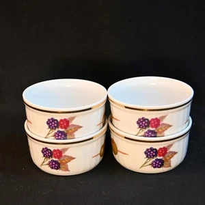 Royal Worcester Evesham Gold 4 Ramekin Custards 3 3/8" Fruits 1961-2015 - Picture 1 of 14
