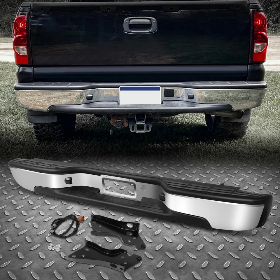 For 99-07 Chevy Silverado GMC Sierra 1500 2500 Chrome Complete Rear Step Bumper - Image 1 of 4