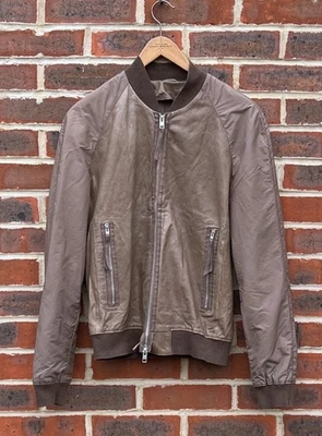 Chaqueta Bomber All Saints Para Hombres NASH Cuero XS Marrón Extra Pequeña Motociclista Nylon Foto 1 de 4