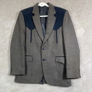 Circle S Blazer Herren 40R Grau Wolle Western Sport Mantel Wildleder Passe Cowboy Jacke - Bild 1 von 21