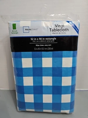 Mainstays Blue/white Checkerboard Rectangle Tablecloth 52" x 90" - Image 1 of 2