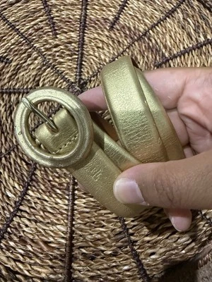 "Cinturón de cuero dorado brillante Lauren Ralph Lauren L Western Glam 42""" Foto 1 de 4