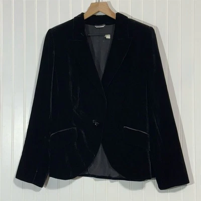 Max Mara Black Velvet Blazer Silk Blend Vintage Single Button Made in Italy Lux - Image 1 of 4