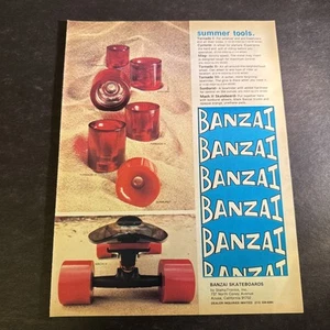 1977 •BANZAI Skateboard Wheels Print ad RARE • AZUSA 1970s • ADV05 - Bild 1 von 2