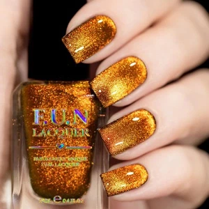 F.U.N Lacquer Calcium - Golden Copper Bronze Magnetic Chrome Nail Polish - Picture 1 of 6