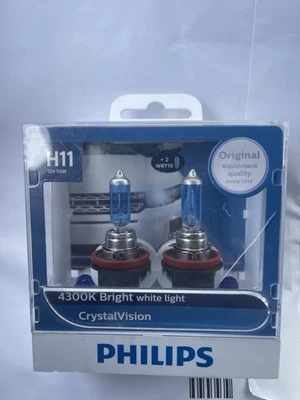 Philips H11 CrystalVision 12V55W Bright White Light Headlight Bulb - Image 1 of 2