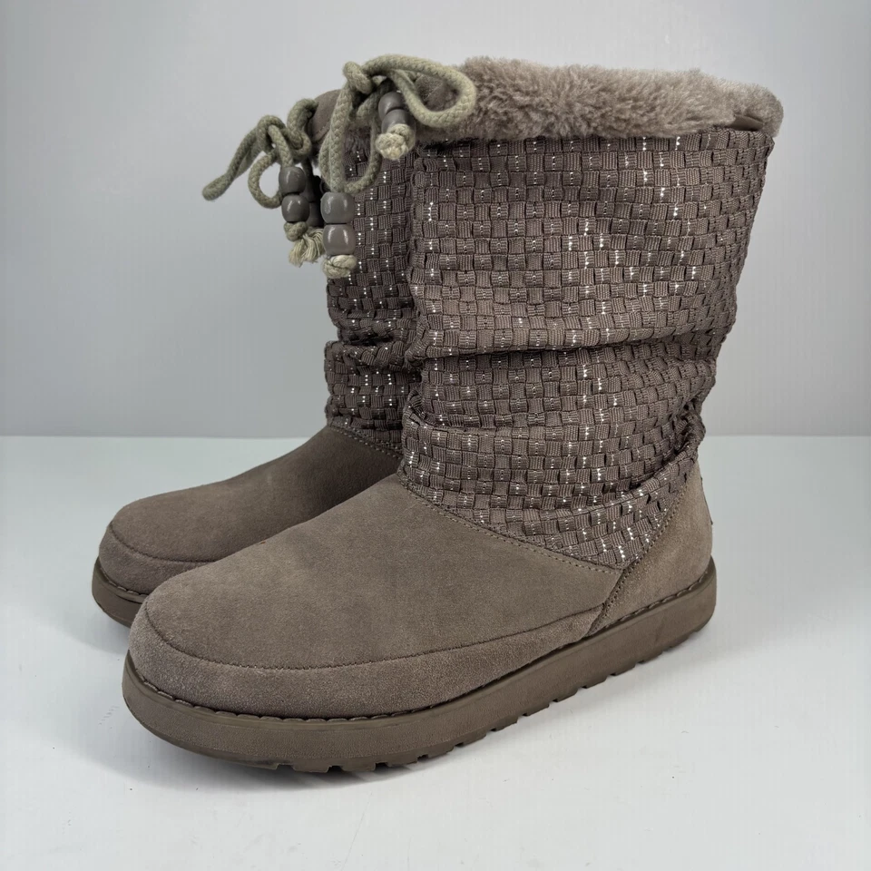 Skechers Keepsakes Lazy Bones Women’s Size 8 Taupe Faux Fur Ankle Winter Boots - Image 1 of 4