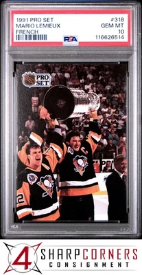 1991 PRO SET FRENCH #318 MARIO LEMIEUX PENGUINS HOF PSA 10 - Image 1 of 2