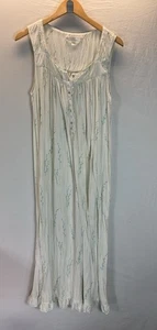 Eileen West Cotton Nightgown M Long Sleeve Embroidery Ruffle Cottagecore - Picture 1 of 8