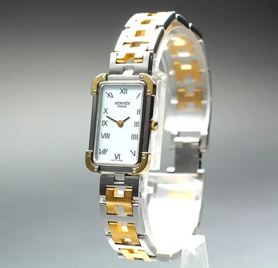 [Casi COMO NUEVO] Reloj para mujer vintage Hermes Croisiere 23 mm esfera romana cuarzo dorado Foto 1 de 4