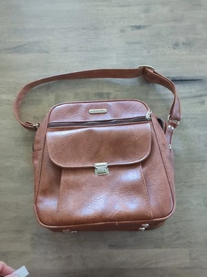 Bolso de hombro de viaje vintage Samsonite Sonora marrón de cuero sintético para computadora portátil Foto 1 de 4