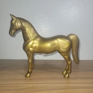 60er Jahre Kroll goldfarben Modellpferd Vintage Trense Pony Hengst Kunststoff    - Bild 1 von 12