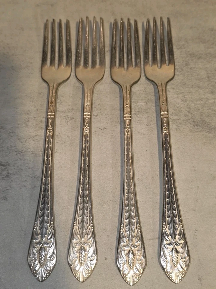 intage Dinner Forks 1847 Rogers Bros Marquise 4 Piece Set International Silver  - Image 1 of 4