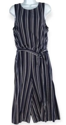 Mono para mujer Vince Camuto 12 azul marino blanco a rayas con cinturón jersey náutico tejido Foto 1 de 4