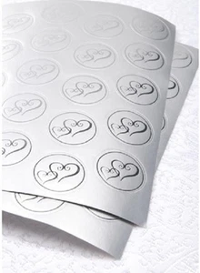 50pc Double Heart Gold or Silver Foil Wedding 1" Round Stickers Victoria Lynn - Picture 1 of 4
