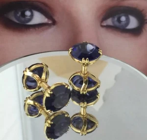 VINTAGE SULKA 18K GOLD FRENCE MARKS 12MM SYNTHETIC BLUE SAPPHIRE - Picture 1 of 12