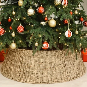 32 in Extra Large Rattan Christmas Tree Collar Basket - Rustic Handcrafted Chris - Picture 1 of 6