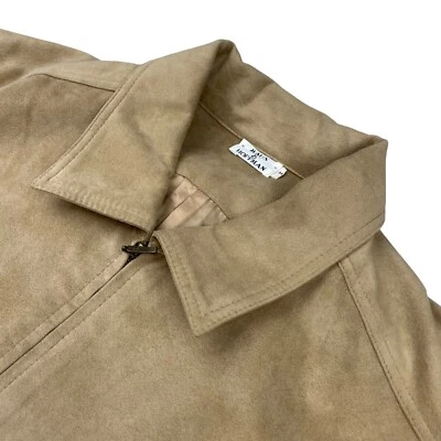 Maus & Hoffman Men's Faux Suede Leather Full Zip Bomber Jacket Beige • Medium - Image 1 of 4