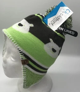 Cold Front Hat Toddler Boys Size 2-4 Winter Beanie Polar Bear Green Faux Sherpa - Picture 1 of 6