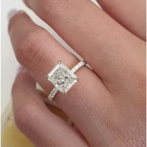  Gold Diamond Wedding Ring 2.50 Ct IGI Lab Created 18k Yellow Radiant E F  VS - Picture 1 of 10