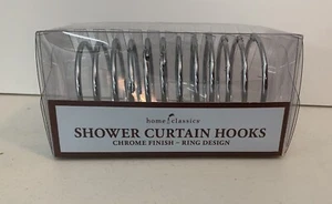 Home Classics - Shower Curtain Hooks - Chrome Finish - Ring Design - 12 Hooks - Picture 1 of 4