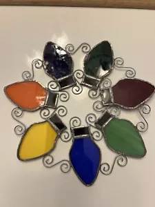 Stained Glass Christmas Window Decor Multi Color Light Wreath Sun Catcher - Picture 1 of 3