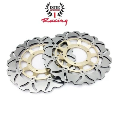  2 Front Brake Disc Rotors For Honda CBR 600 RR 2003-2021 Wave Rotors Gold - Image 1 of 4