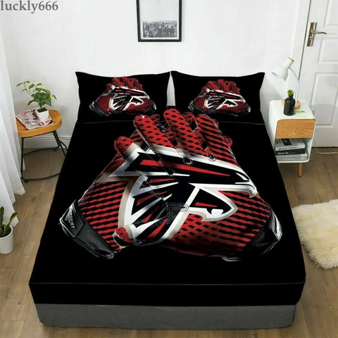 Atlanta Falcons Football Fitted Sheet Mattress Cover Bed Sheets & Pillowcase 3PC Cover