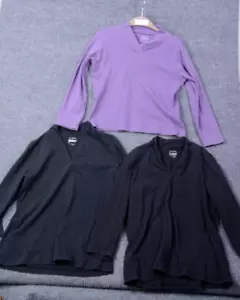 Maglione da donna Norm Thompson taglia media misto cotone 3 camicie collo a V - Foto 1 di 16