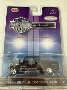 Motormax 1:64 2007 Ford F-250 Super Duty Supercrew Harley Davidson Silver Flames - Bild 1 von 5