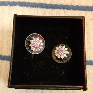 Earrings Sterling Made With Lavender & White Zirconia From Swarovski (305) - Picture 1 of 3