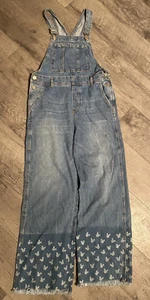 VGUC Zara Disney Mickey Mouse Denim Overalls in Blue Size 13-14 - Picture 1 of 5