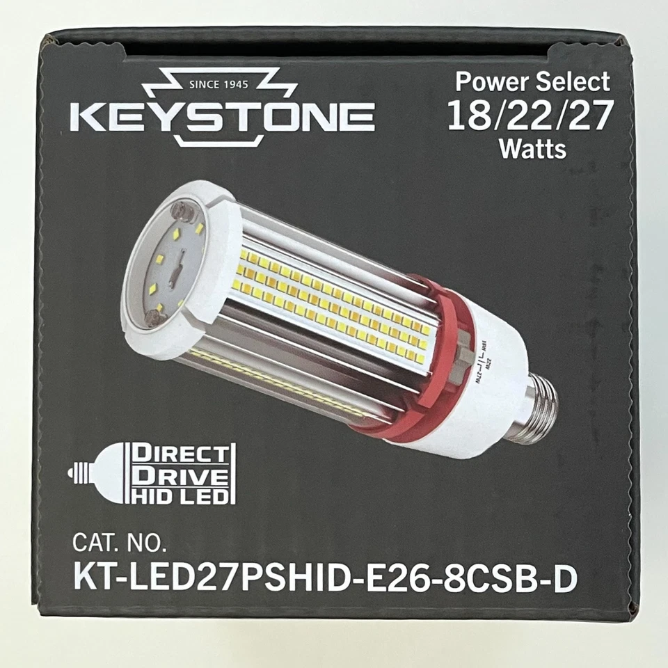 Keystone Adjustable LED Corn Cob 18/22/27W 30/40/50K KT-LED27PSHID-E26-8CSB-D