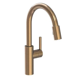 Newport Brass East Linear Antique Brass Pull-Down Spray Kitchen Faucet 1500-5103 - Picture 1 of 5