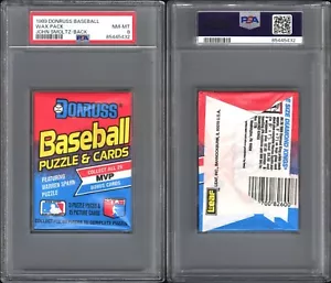 1989 Donruss Baseball Wax Pack John Smoltz RC On Back PSA 8 NM MT 85445432 - Picture 1 of 3